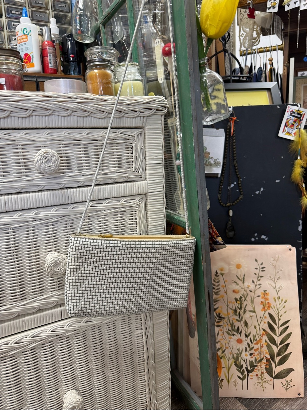 Woven Accent Crossbody Bag - Cream and Black